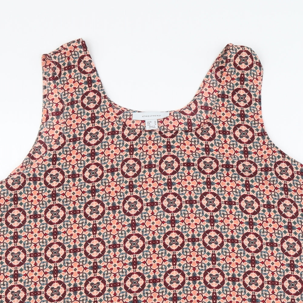 Atmosphere Womens Multicoloured Geometric Polyester Basic Tank Size 20 Round Neck