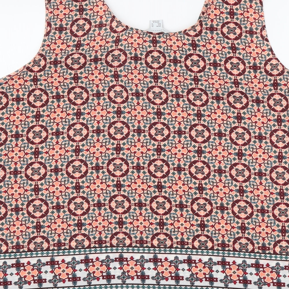 Atmosphere Womens Multicoloured Geometric Polyester Basic Tank Size 20 Round Neck