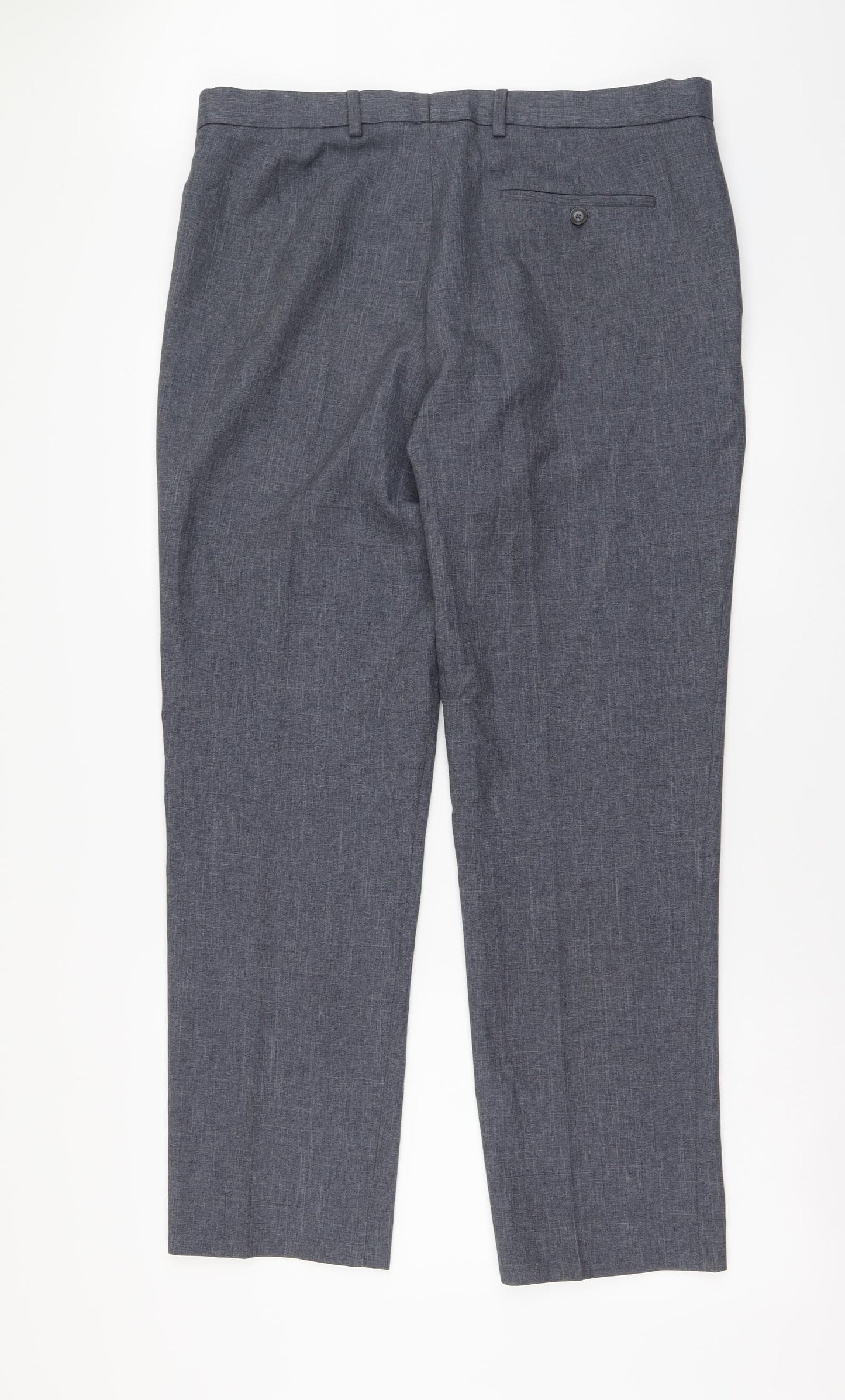 Marks and Spencer Mens Grey Polyester Trousers Size 36 in L31 in Regular Button