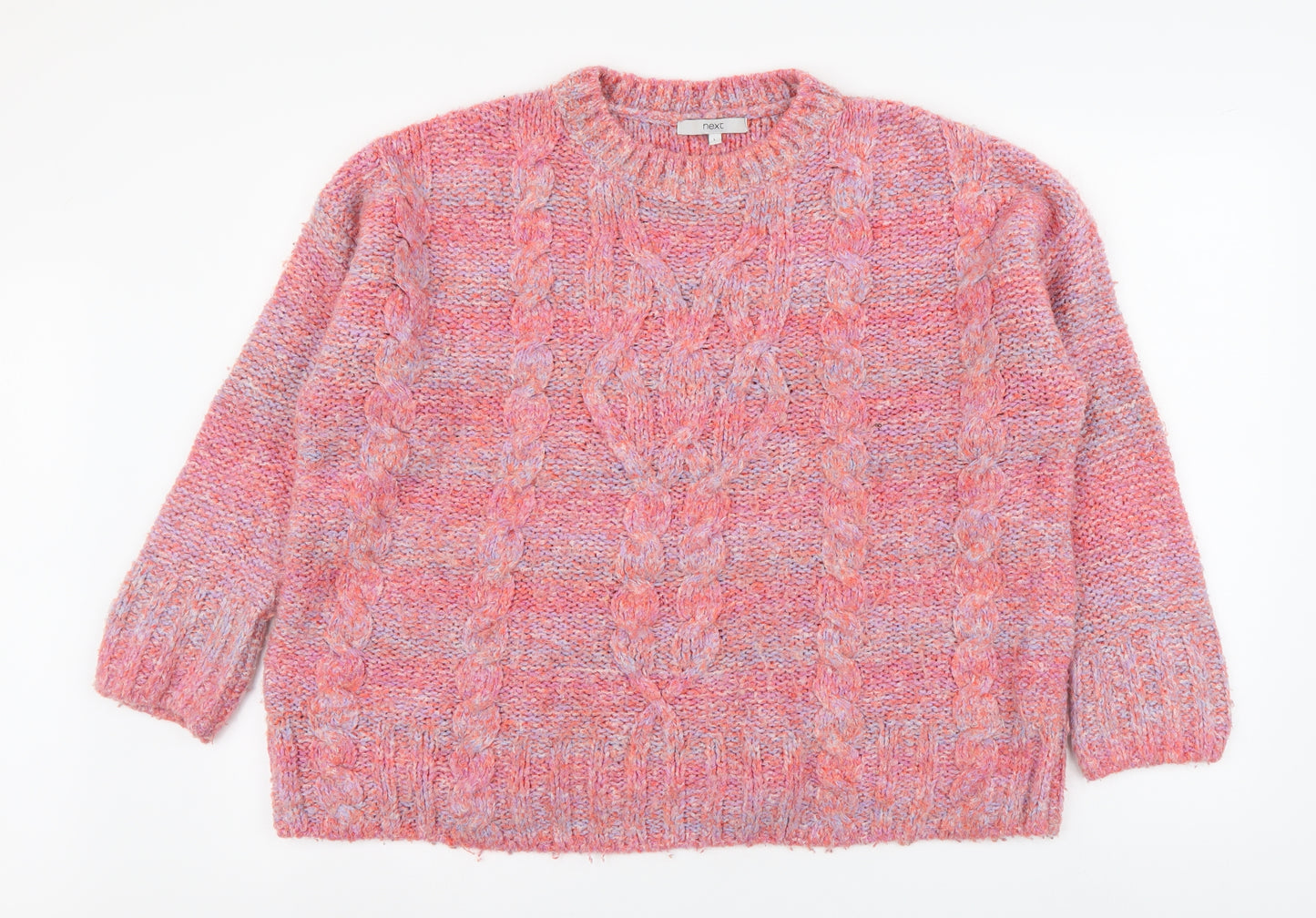 NEXT Womens Pink Round Neck Acrylic Pullover Jumper Size L