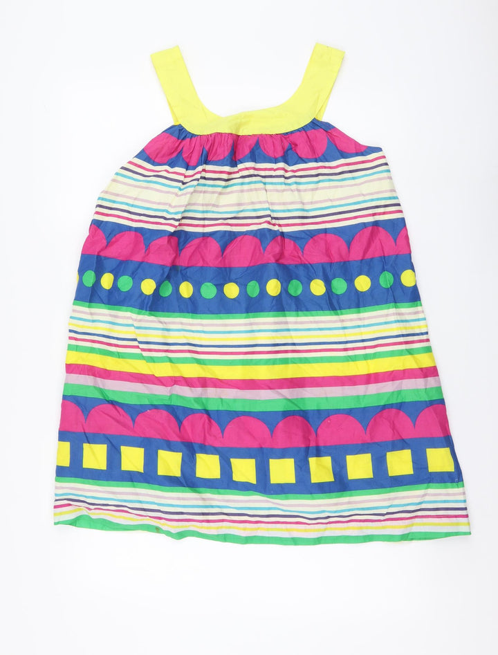 United Colors of Benetton Womens Multicoloured Striped Cotton A-Line Size XS Round Neck Pullover
