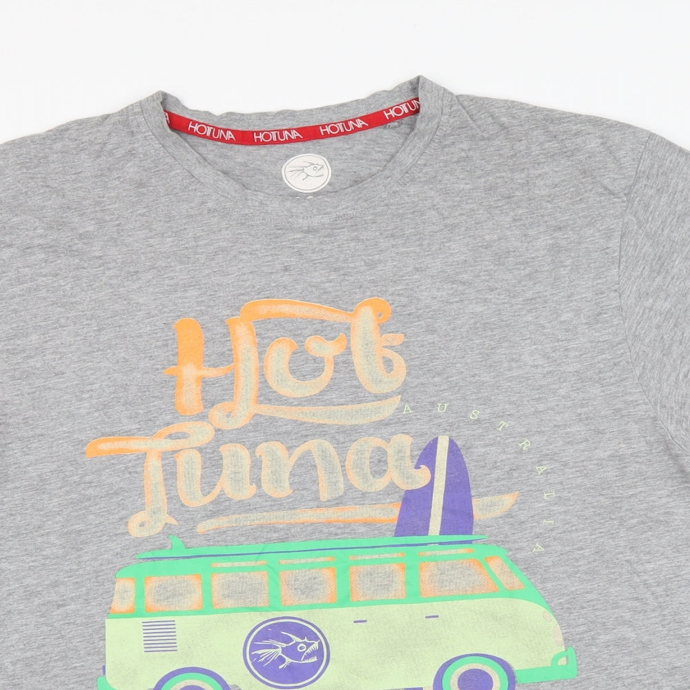 Hot Tuna Mens Grey Cotton T-Shirt Size M Round Neck