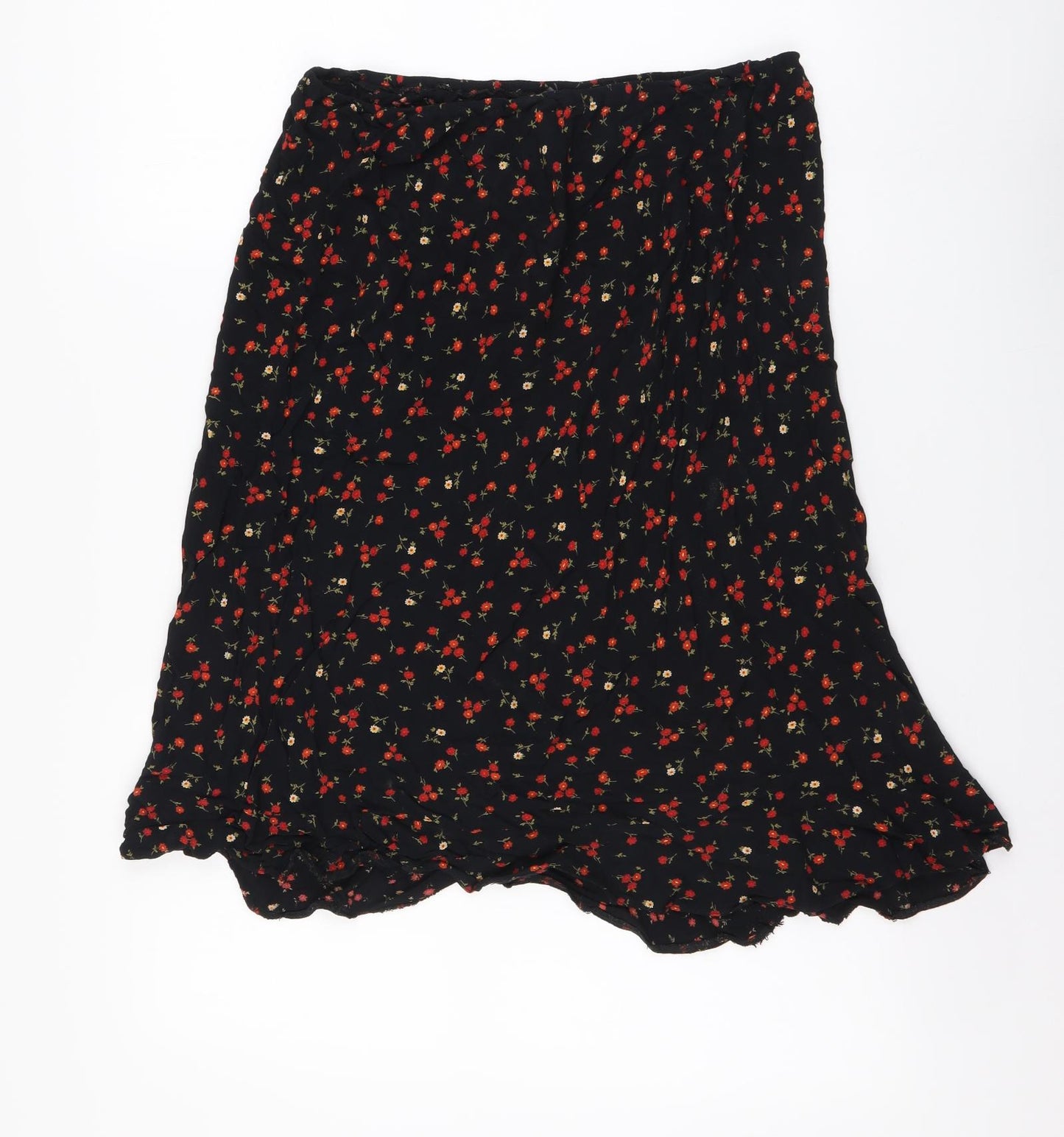 Atmosphere Womens Black Floral Polyester A-Line Skirt Size 14 Drawstring