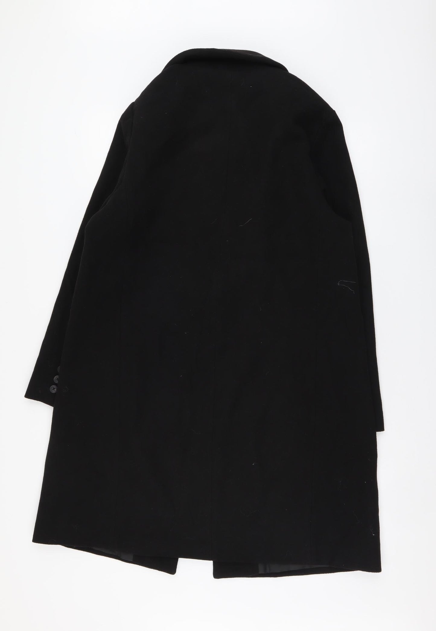 New Look Womens Black Overcoat Coat Size 14 Button