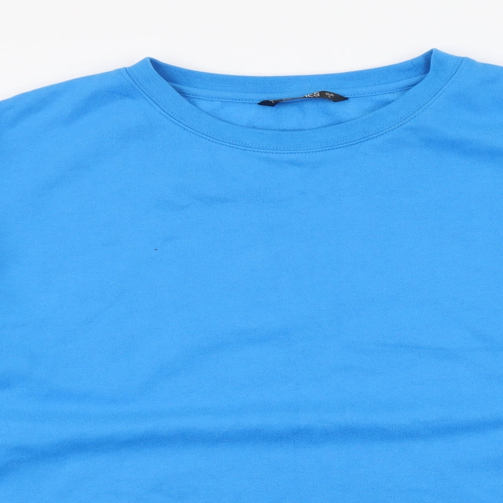 Dunnes Stores Womens Blue Cotton Henley Sweatshirt Size L Pullover