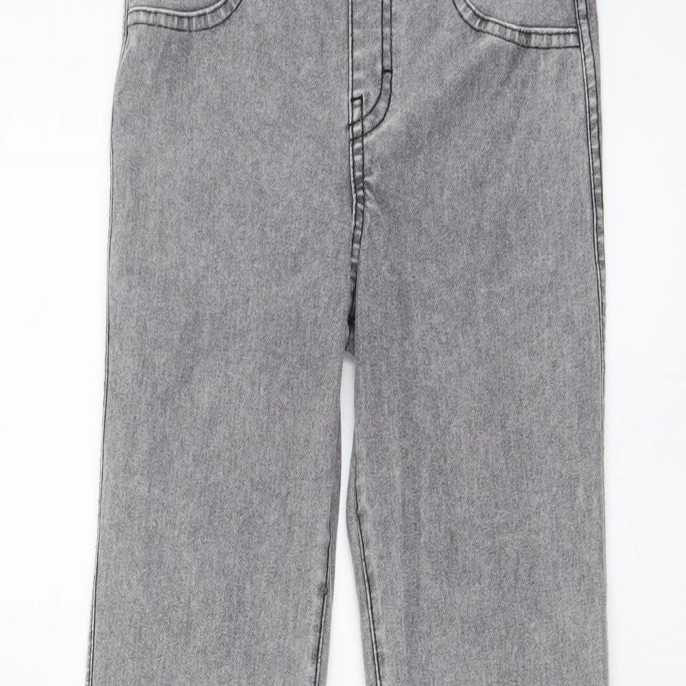 H&M Girls Grey Cotton Flared Jeans Size 11-12 Years Regular Drawstring