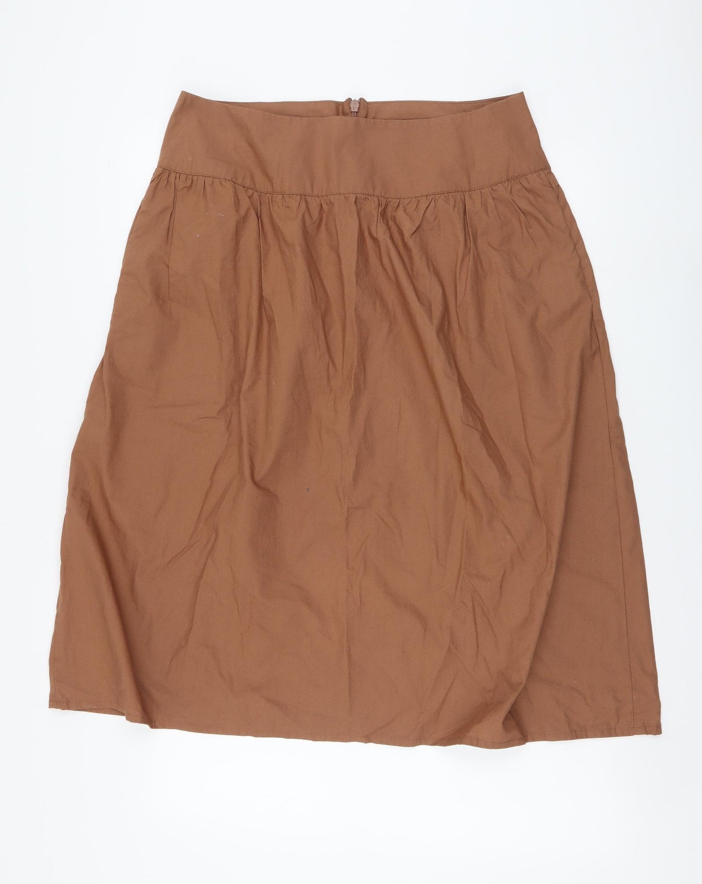 NEXT Womens Brown Cotton A-Line Skirt Size 14 Zip