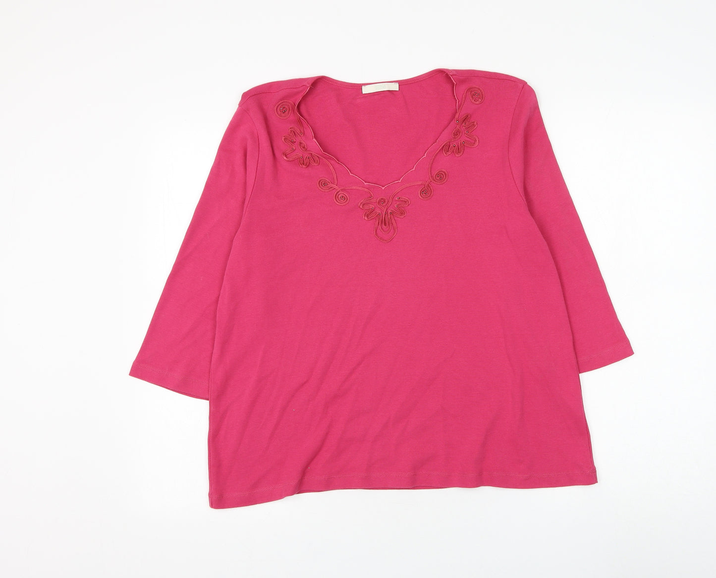 Marks and Spencer Womens Pink Cotton Basic Blouse Size 16 Scoop Neck