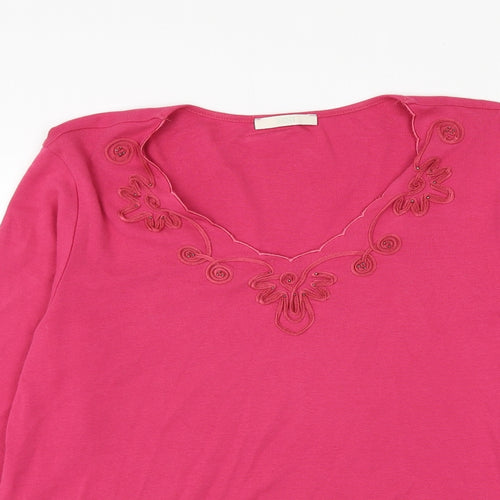 Marks and Spencer Womens Pink Cotton Basic Blouse Size 16 Scoop Neck