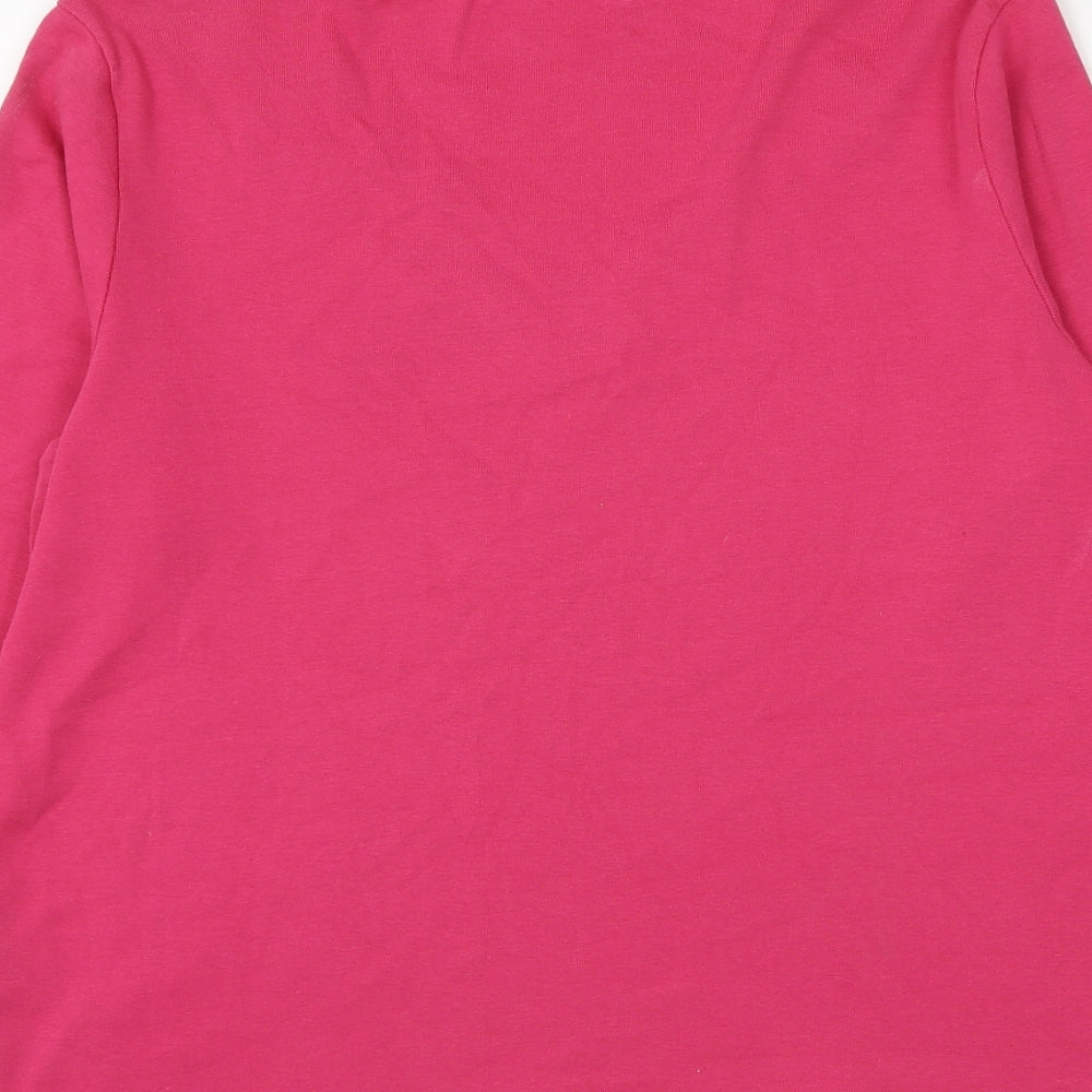Marks and Spencer Womens Pink Cotton Basic Blouse Size 16 Scoop Neck