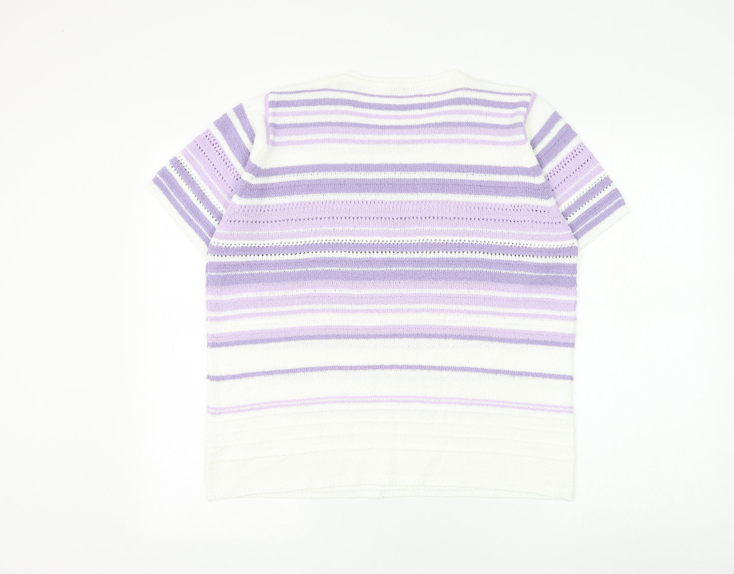 Berkertex Womens Purple Round Neck Striped Acrylic Pullover Jumper Size 14