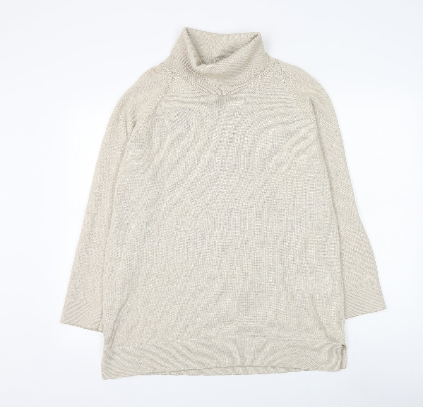 Marks and Spencer Womens Beige Roll Neck Acrylic Pullover Jumper Size 16