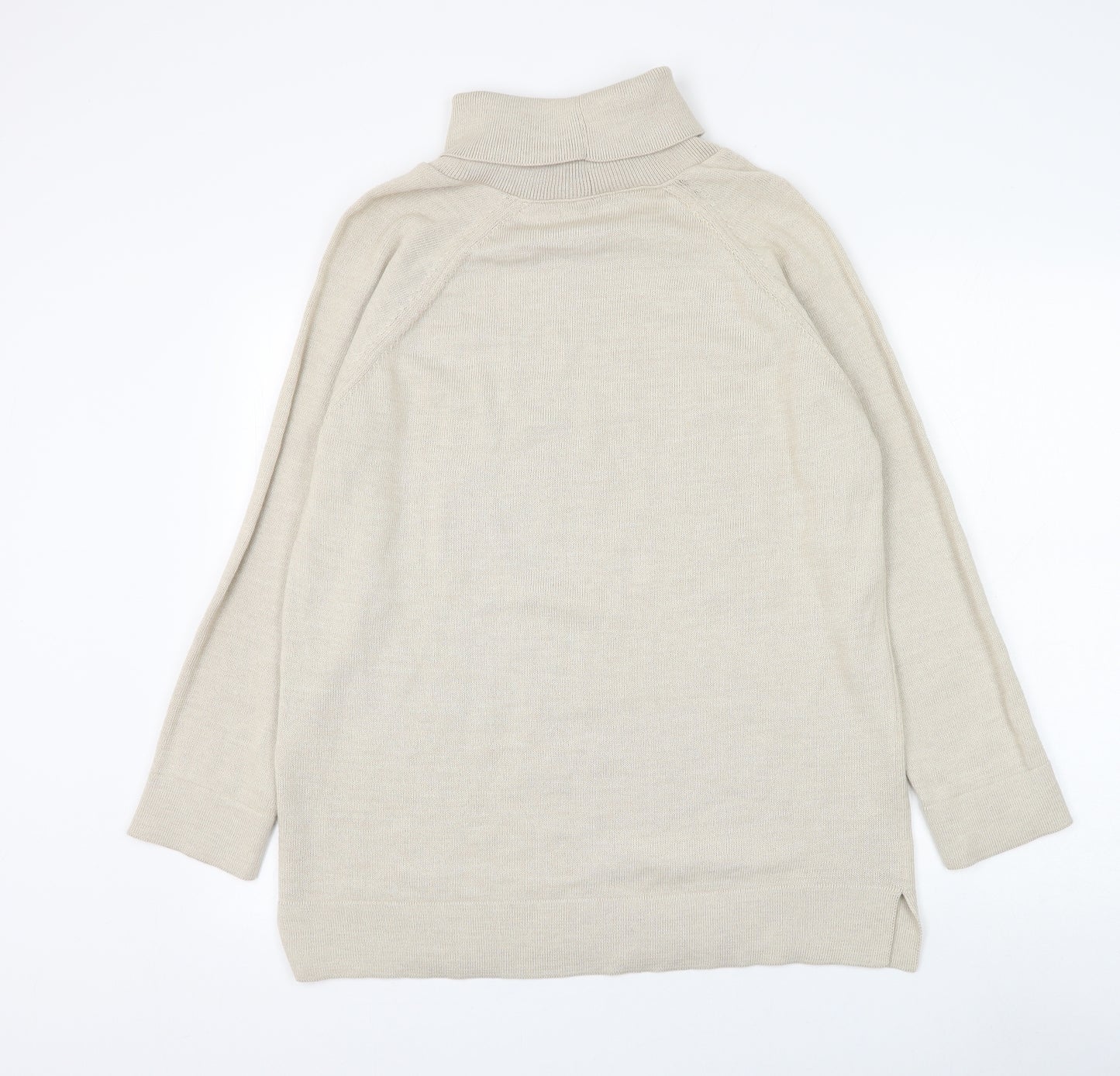 Marks and Spencer Womens Beige Roll Neck Acrylic Pullover Jumper Size 16