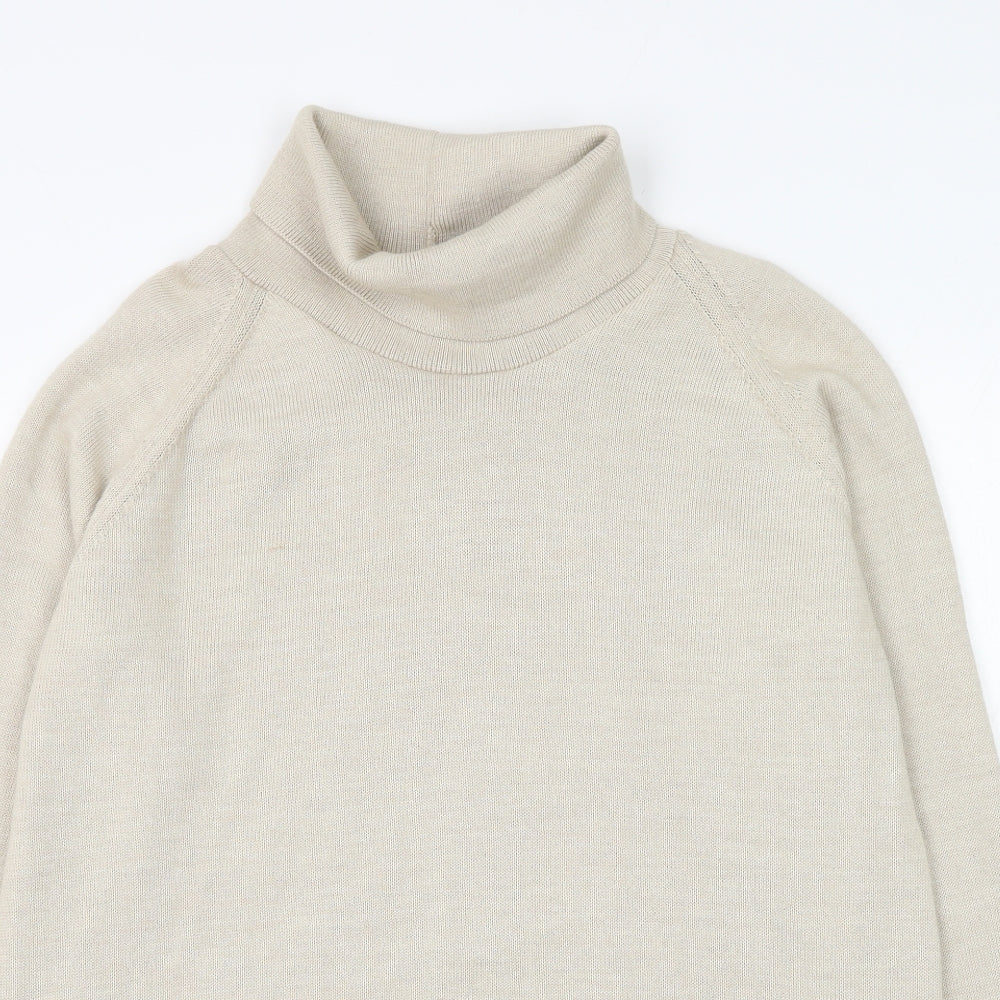 Marks and Spencer Womens Beige Roll Neck Acrylic Pullover Jumper Size 16