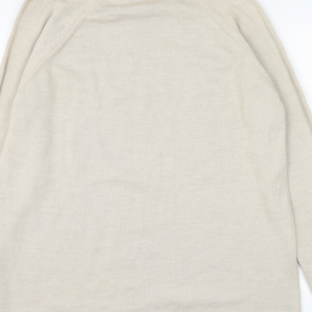 Marks and Spencer Womens Beige Roll Neck Acrylic Pullover Jumper Size 16