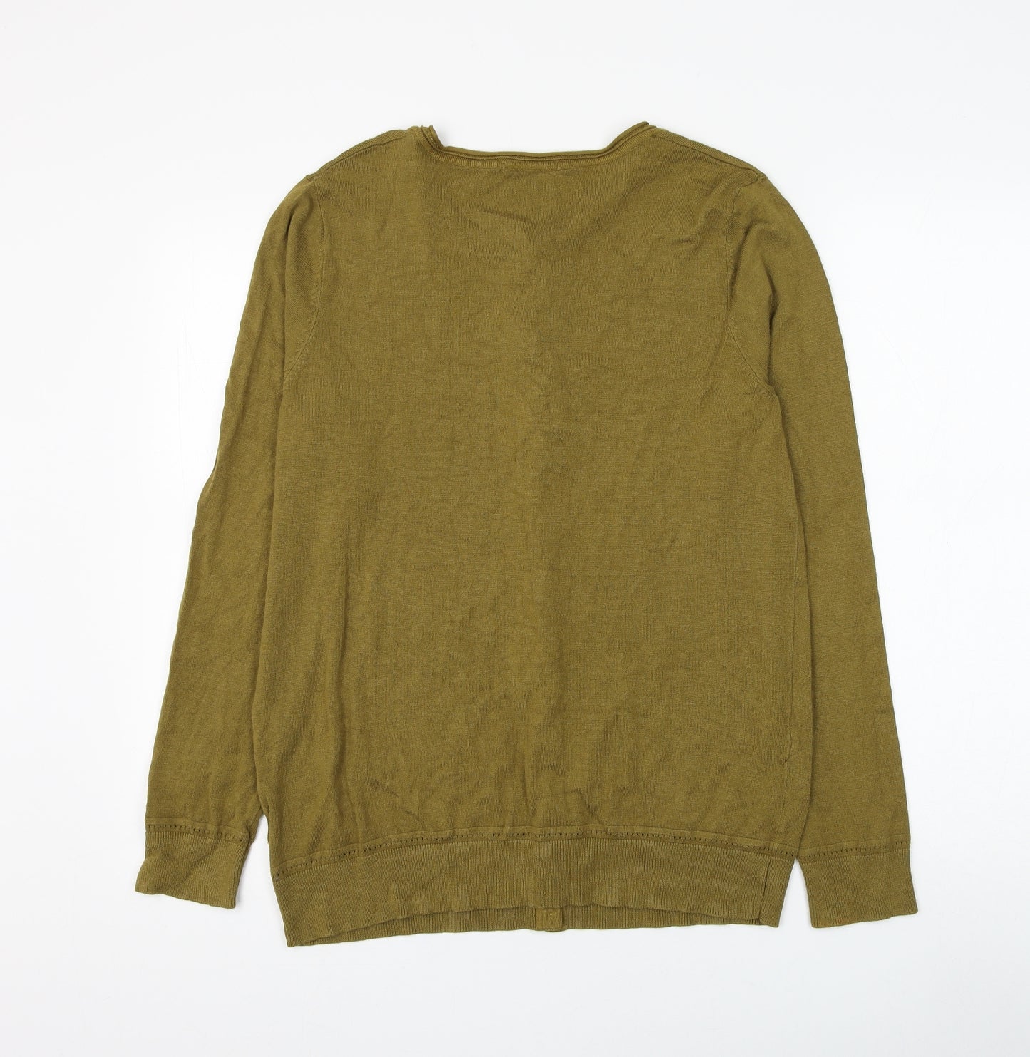TU Womens Green Round Neck Viscose Cardigan Jumper Size 16