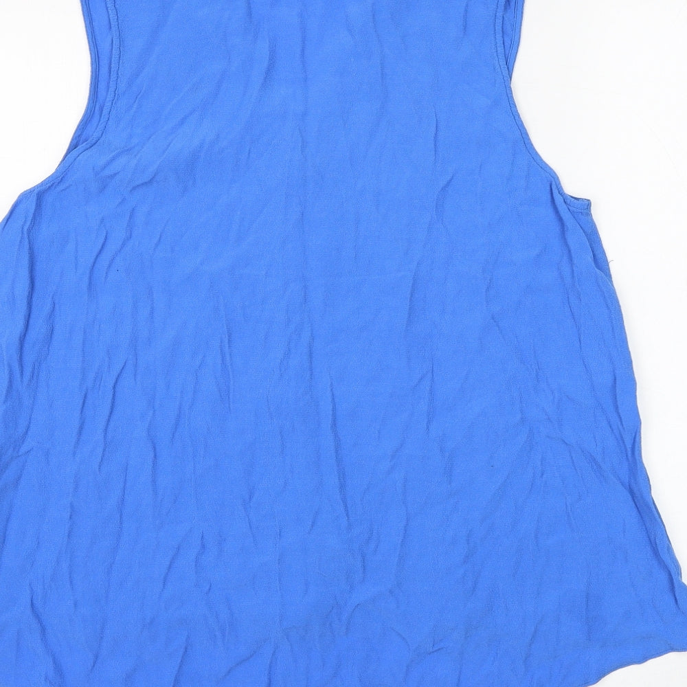 Wallis Womens Blue Viscose Basic Button-Up Size XL V-Neck