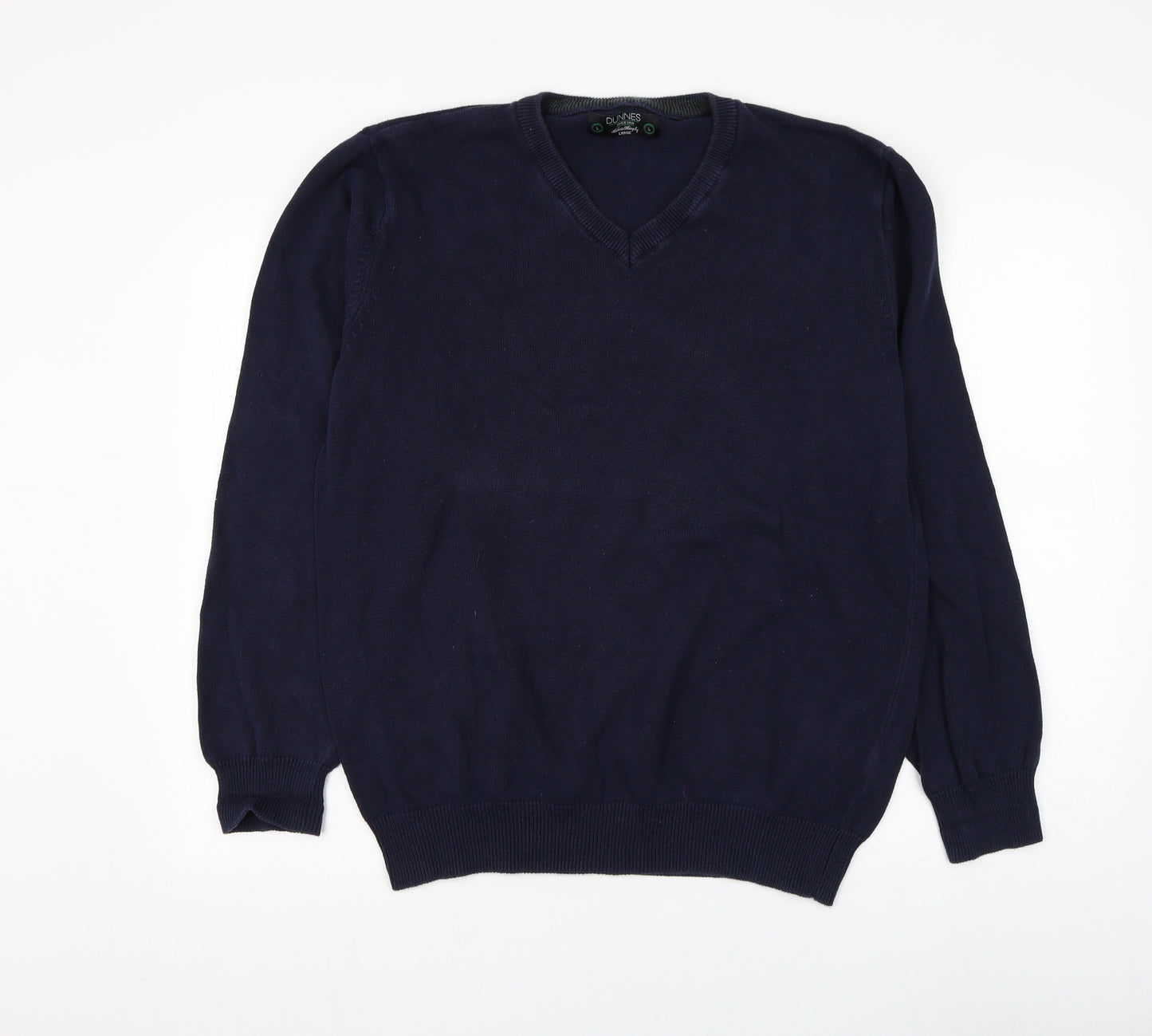 Dunnes Stores Mens Blue V-Neck Cotton Pullover Jumper Size L