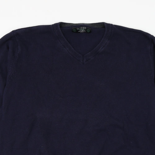 Dunnes Stores Mens Blue V-Neck Cotton Pullover Jumper Size L