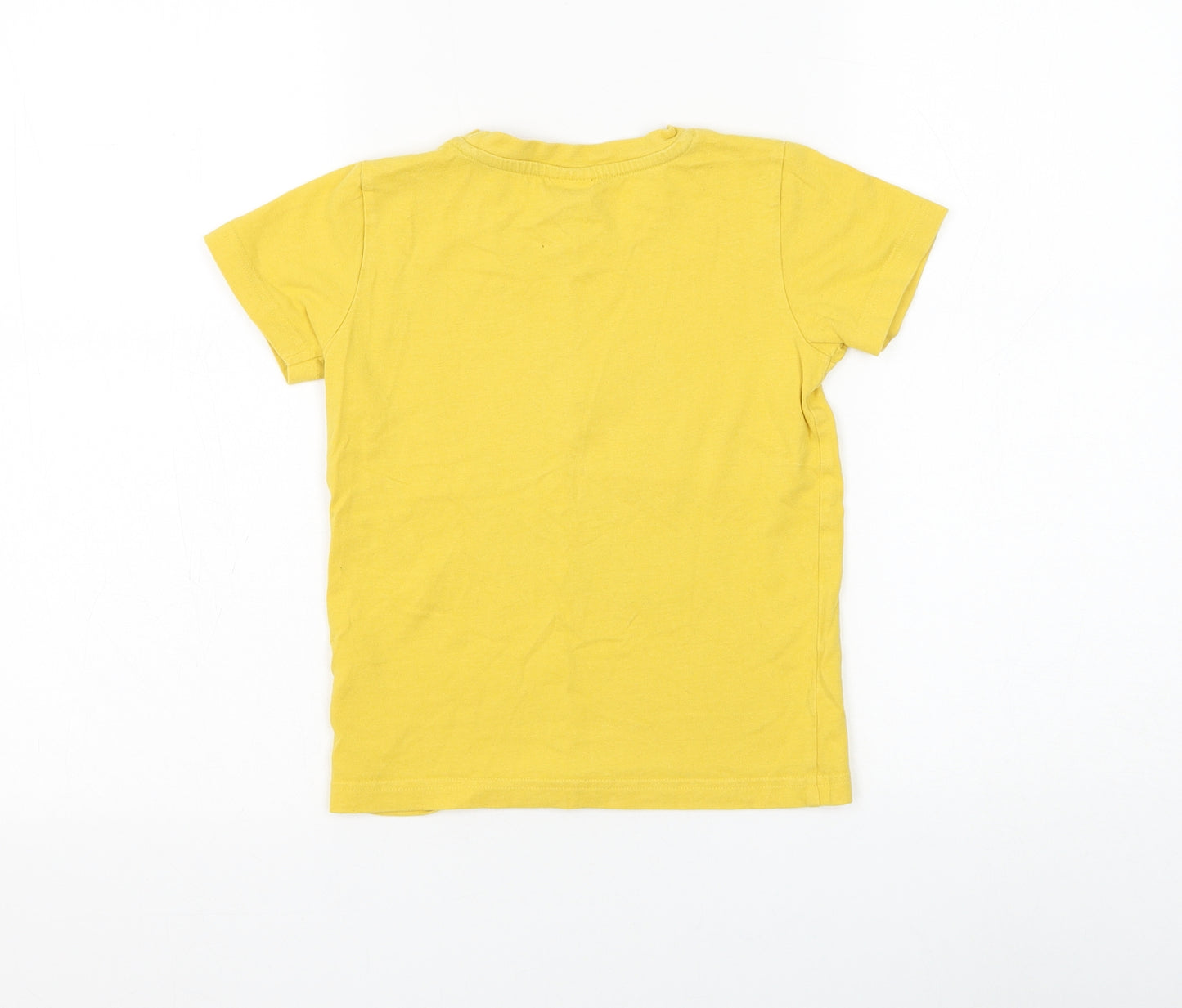 Frugi Boys Yellow Cotton Basic T-Shirt Size 6-7 Years Round Neck Pullover - Snake