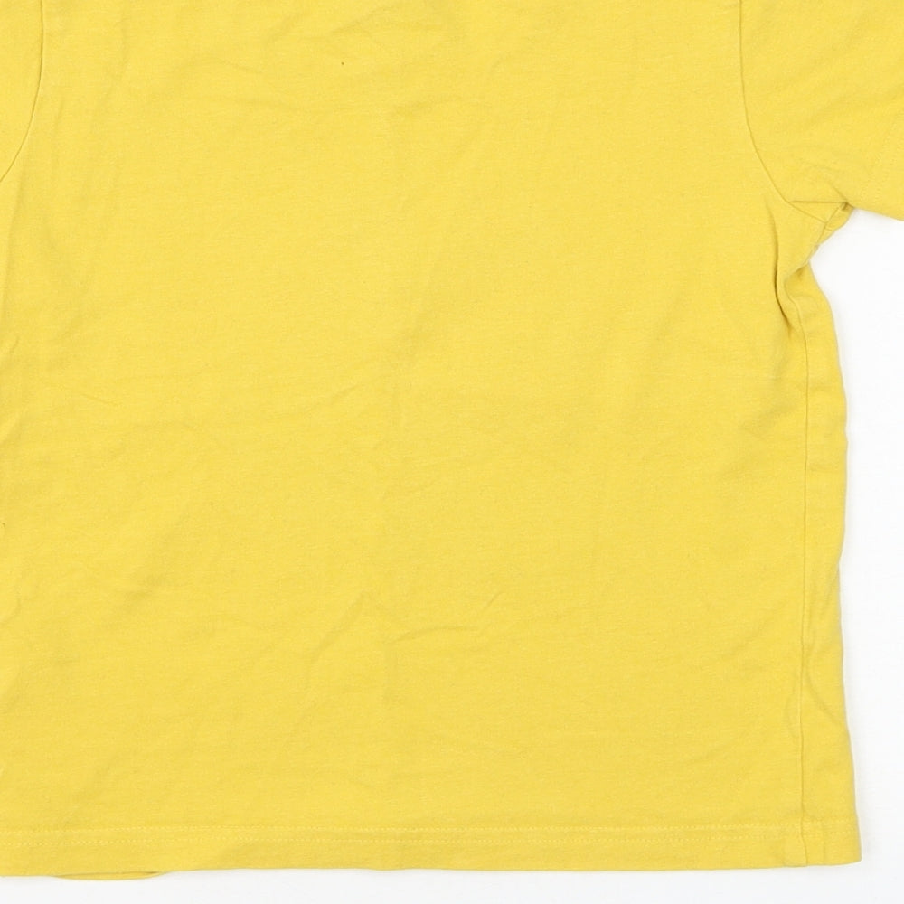 Frugi Boys Yellow Cotton Basic T-Shirt Size 6-7 Years Round Neck Pullover - Snake