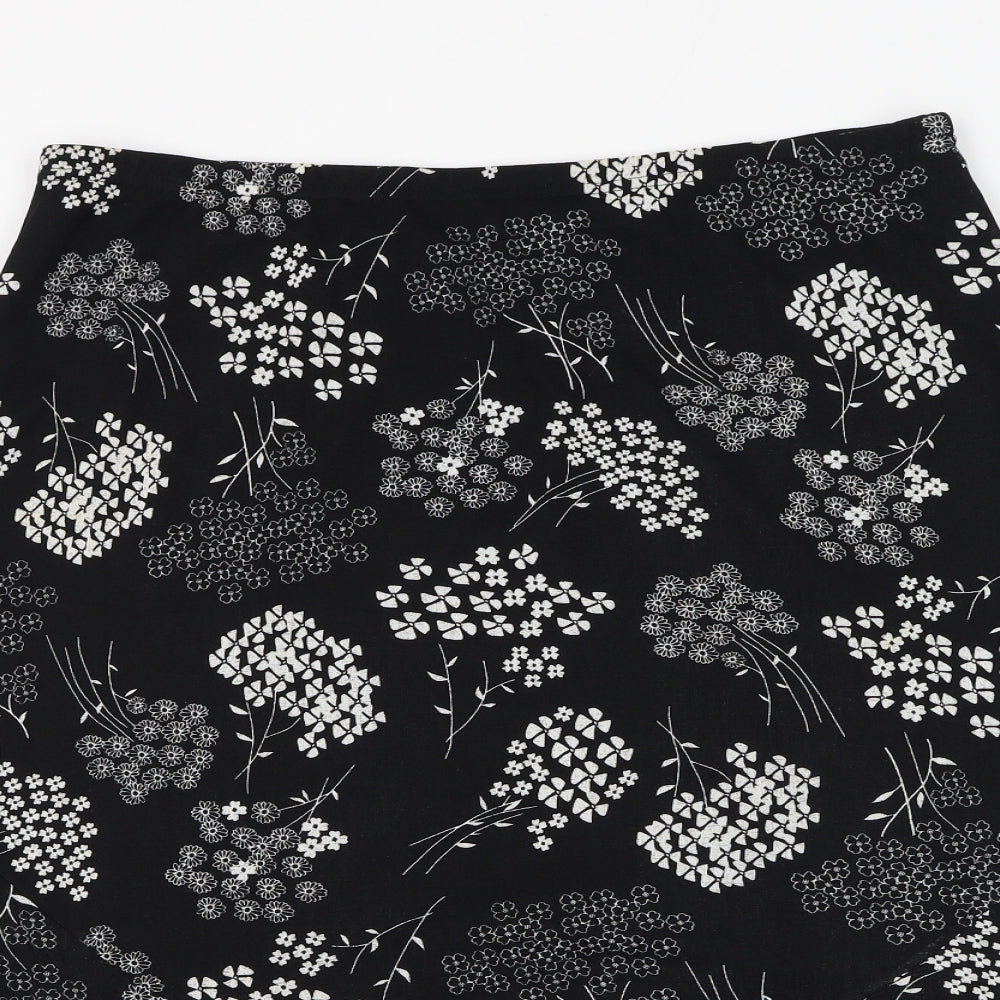Bonmarché Womens Black Floral Polyester Flare Skirt Size 18