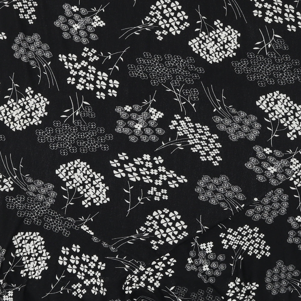 Bonmarché Womens Black Floral Polyester Flare Skirt Size 18