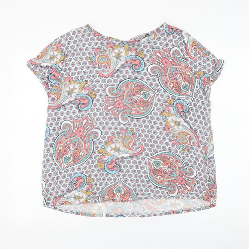 Marks and Spencer Womens Multicoloured Paisley Polyester Basic Blouse Size M Round Neck