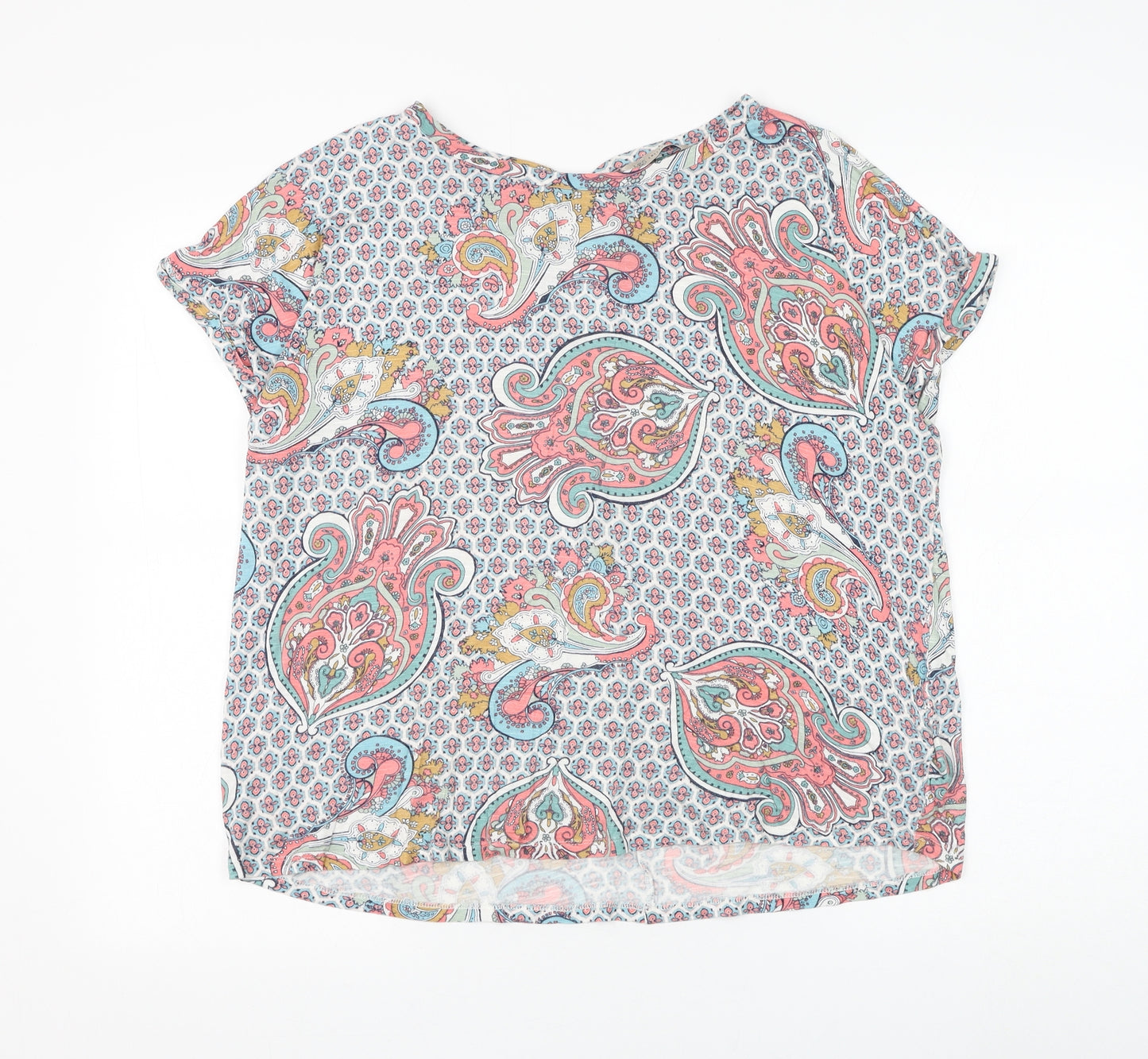 Marks and Spencer Womens Multicoloured Paisley Polyester Basic Blouse Size M Round Neck