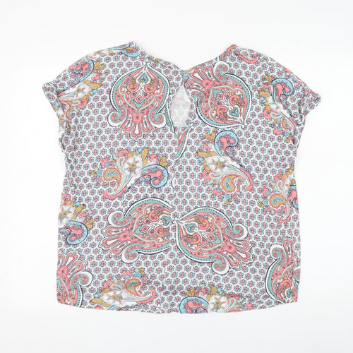 Marks and Spencer Womens Multicoloured Paisley Polyester Basic Blouse Size M Round Neck