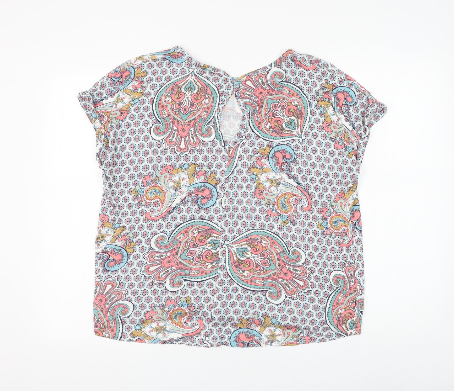 Marks and Spencer Womens Multicoloured Paisley Polyester Basic Blouse Size M Round Neck