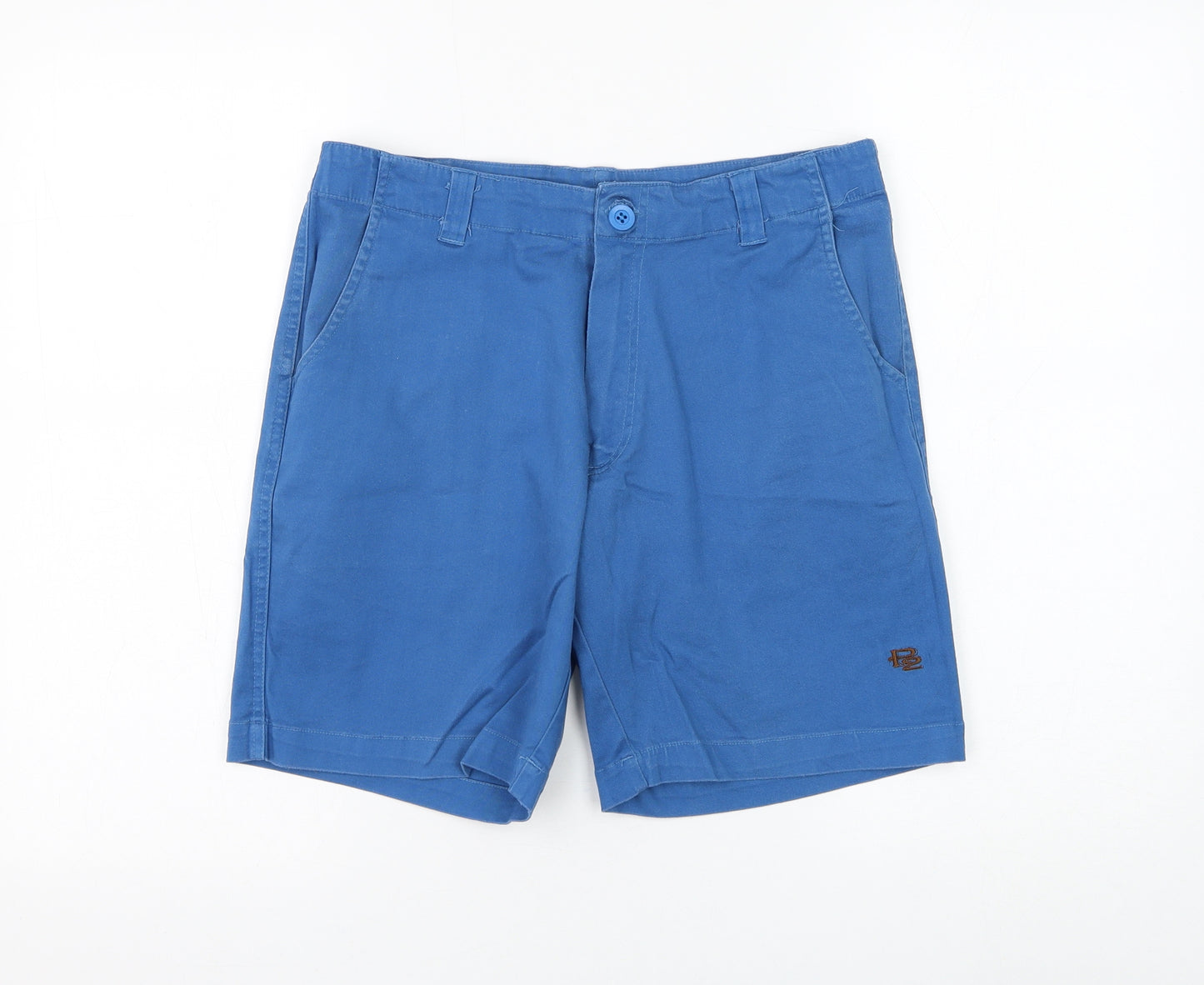 P2 Mens Blue Cotton Chino Shorts Size 32 in L8 in Regular Zip