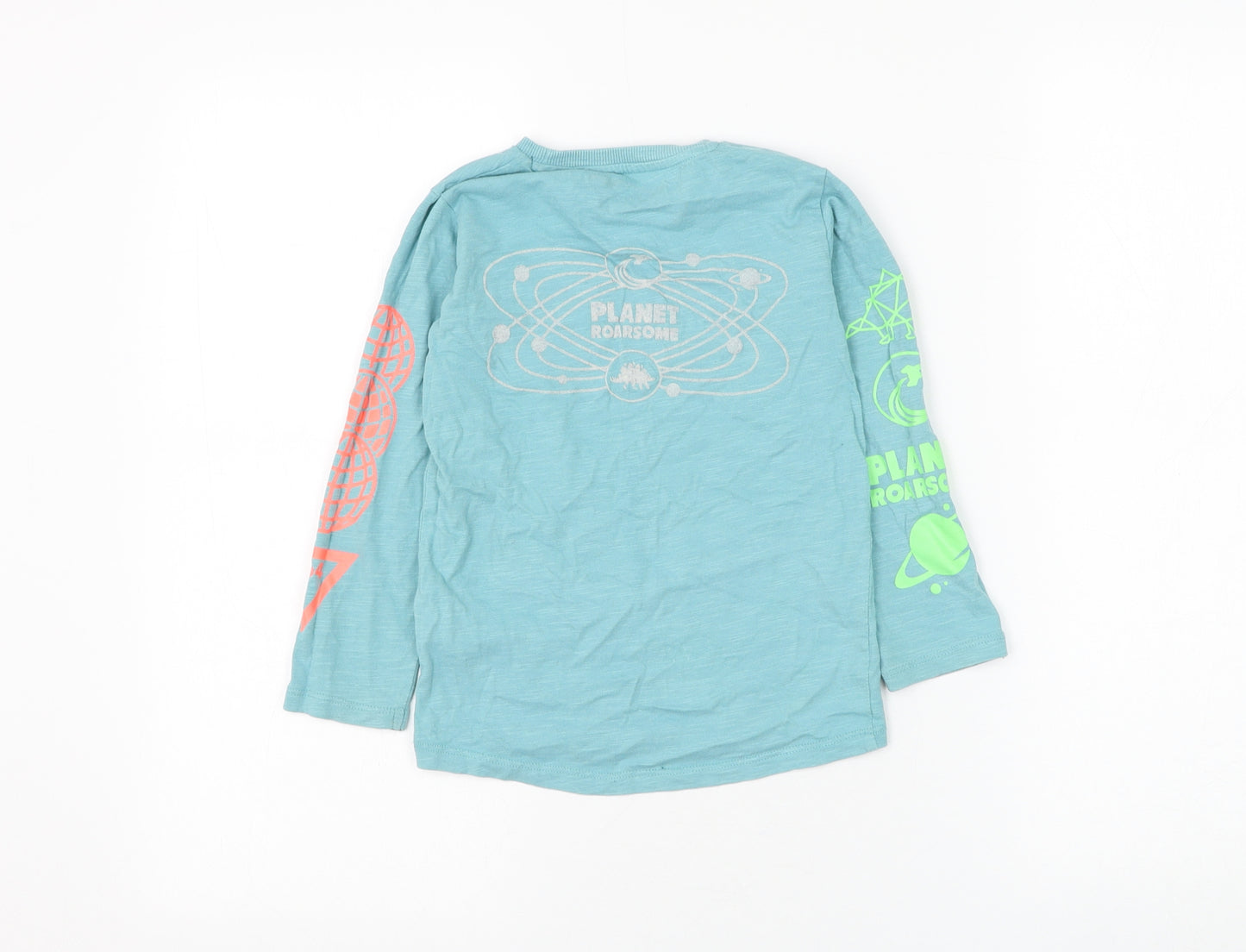 NEXT Boys Blue Cotton Basic T-Shirt Size 3-4 Years Round Neck Pullover - Roarsome Dinosaur