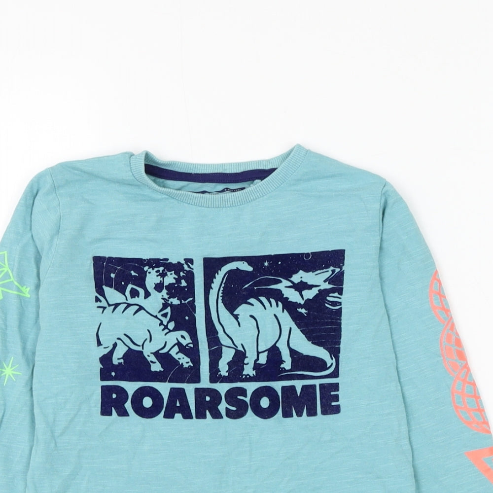 NEXT Boys Blue Cotton Basic T-Shirt Size 3-4 Years Round Neck Pullover - Roarsome Dinosaur