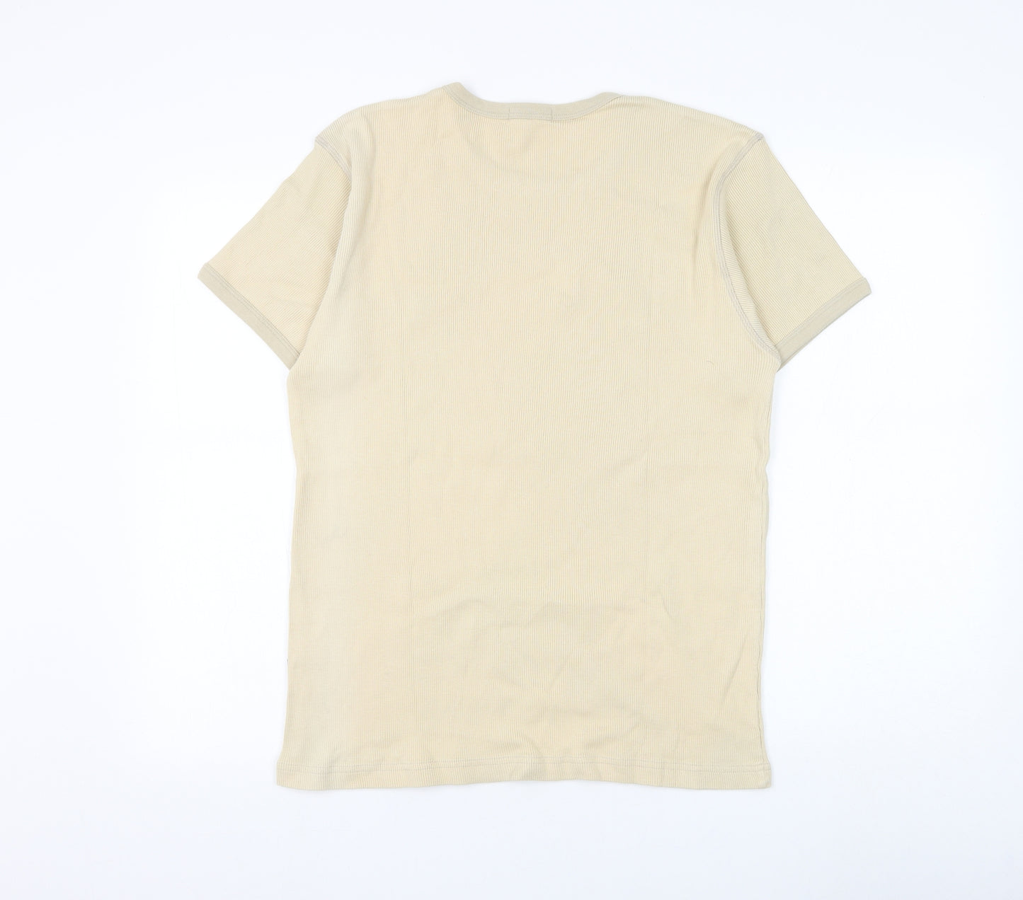Emilio Valentino Mens Beige Cotton T-Shirt Size L Round Neck