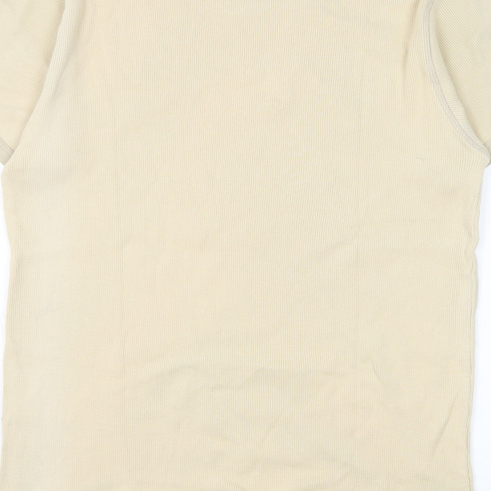 Emilio Valentino Mens Beige Cotton T-Shirt Size L Round Neck