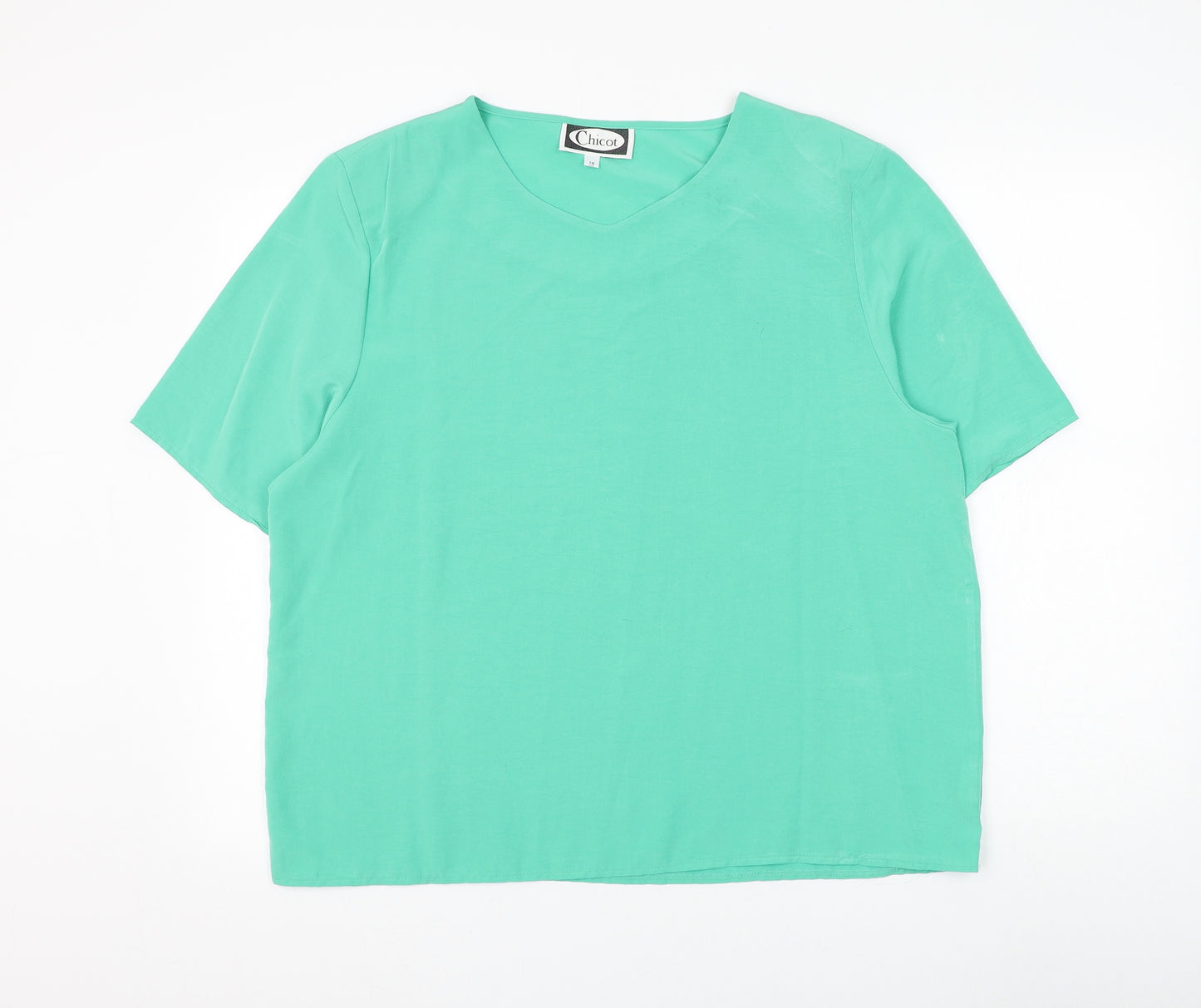 Chicot Womens Green Polyester Basic Blouse Size 18 Round Neck