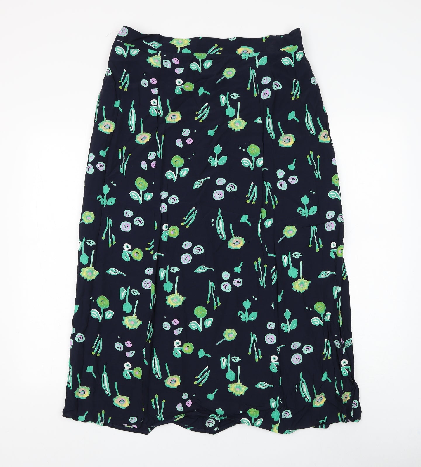 Preworn Womens Blue Floral Polyester Flare Skirt Size 18