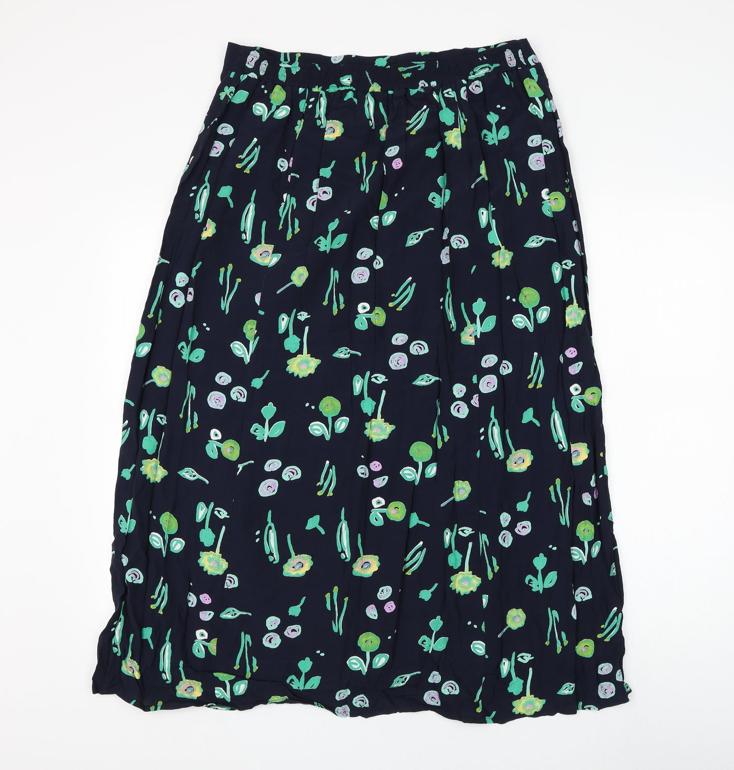 Preworn Womens Blue Floral Polyester Flare Skirt Size 18