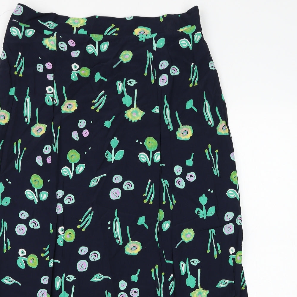 Preworn Womens Blue Floral Polyester Flare Skirt Size 18