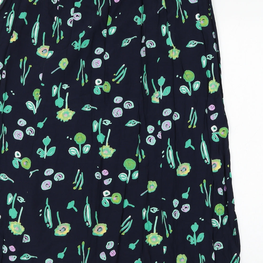 Preworn Womens Blue Floral Polyester Flare Skirt Size 18