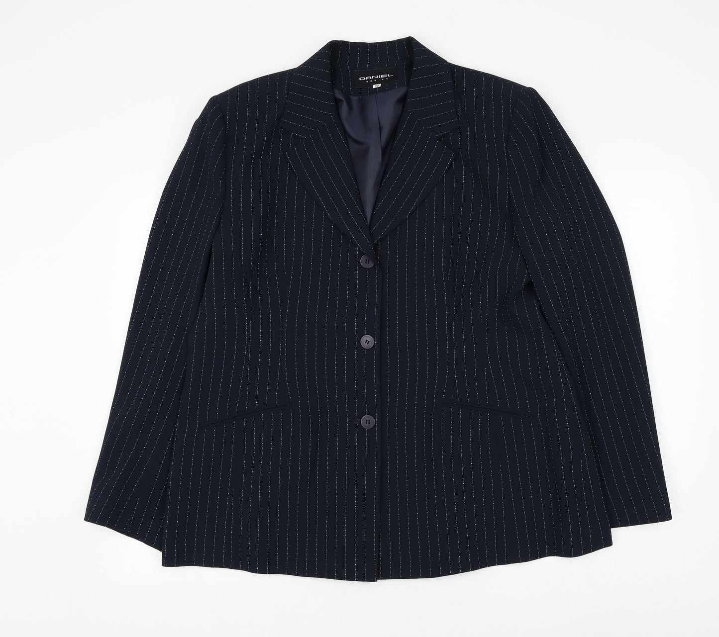 Daniel Design Womens Blue Striped Jacket Blazer Size 20 Button
