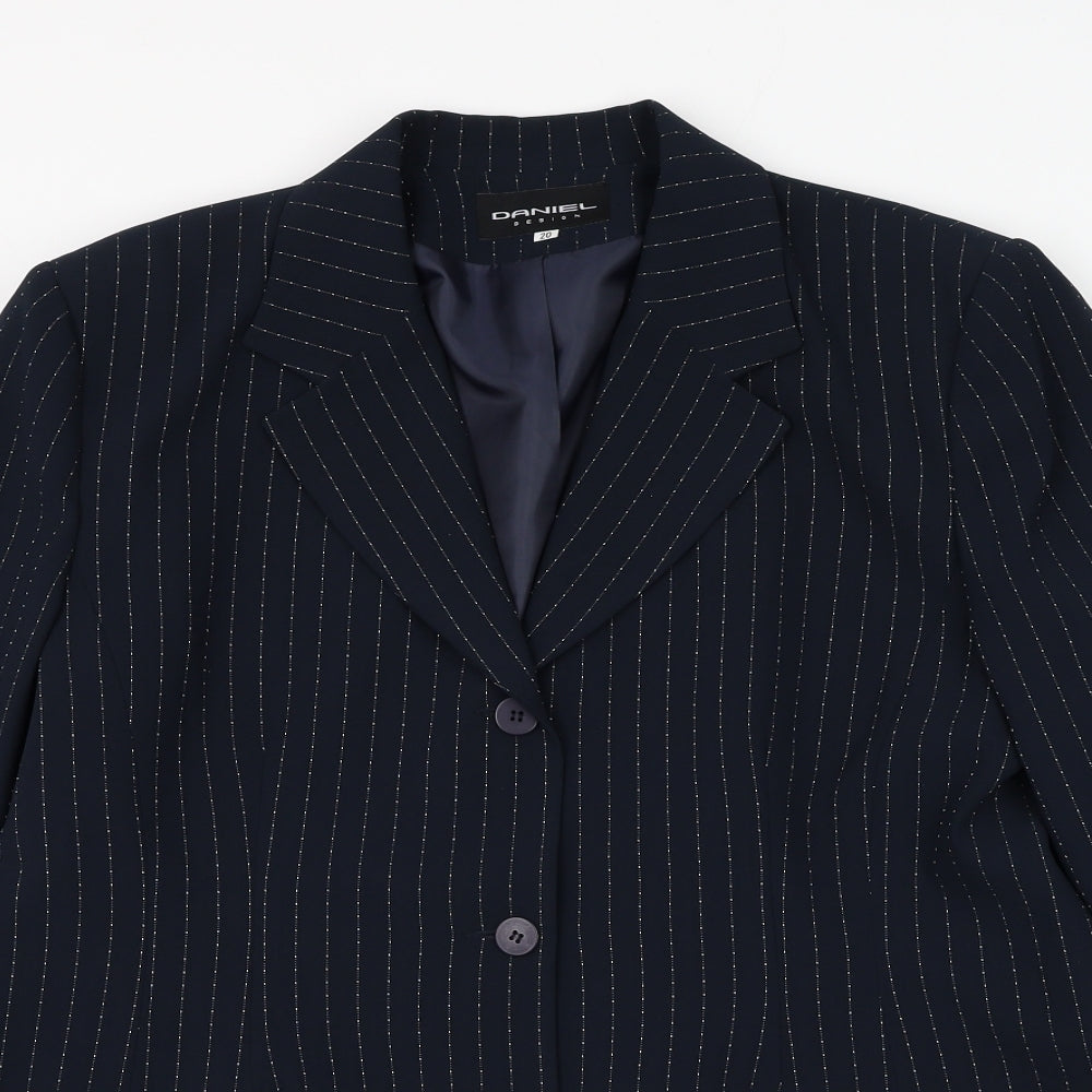 Daniel Design Womens Blue Striped Jacket Blazer Size 20 Button