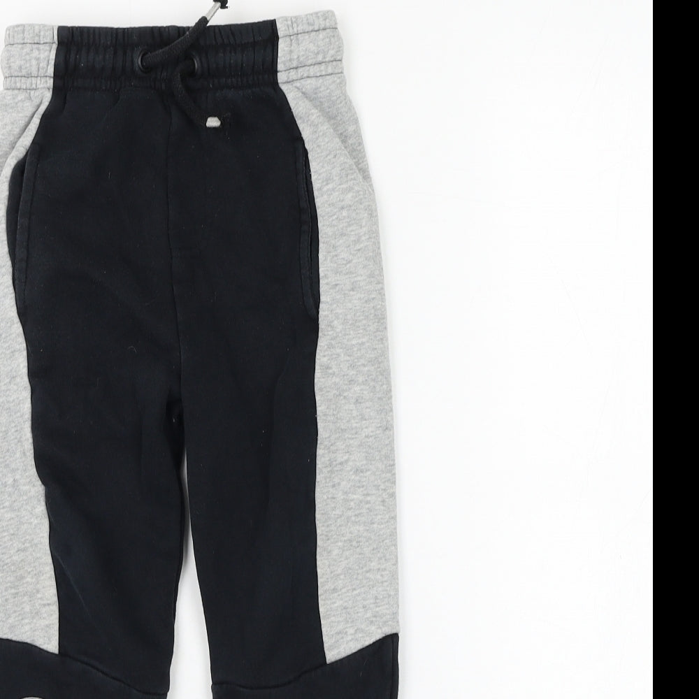 F&F Boys Black Cotton Jogger Trousers Size 4-5 Years Regular Drawstring - Batman