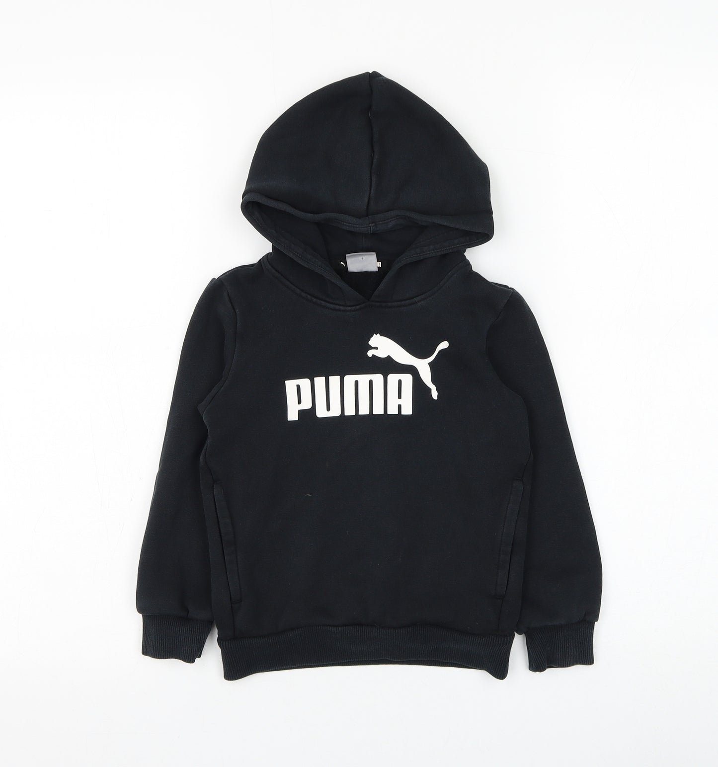 PUMA Boys Black Cotton Pullover Hoodie Size 3-4 Years Pullover