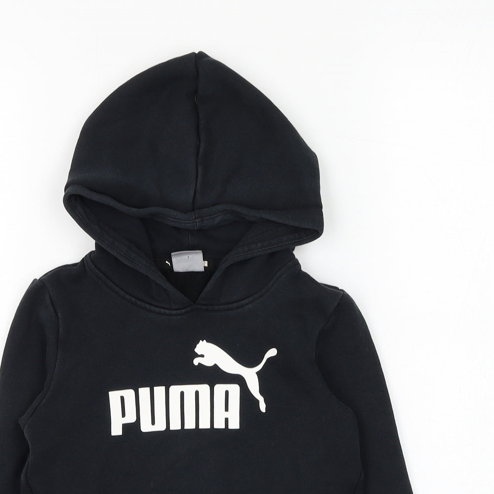 PUMA Boys Black Cotton Pullover Hoodie Size 3-4 Years Pullover