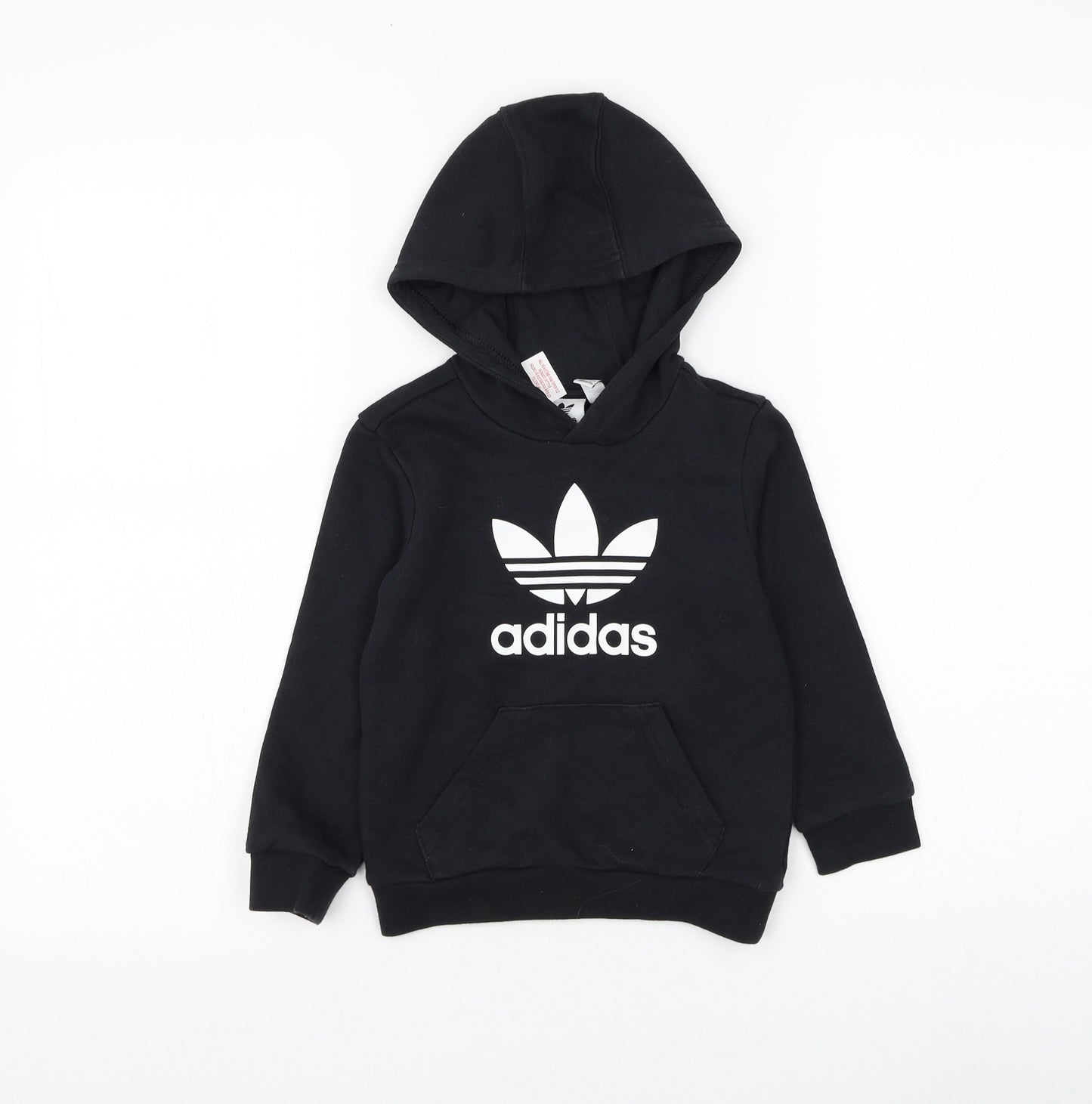 adidas Boys Black Cotton Pullover Hoodie Size 3-4 Years Pullover