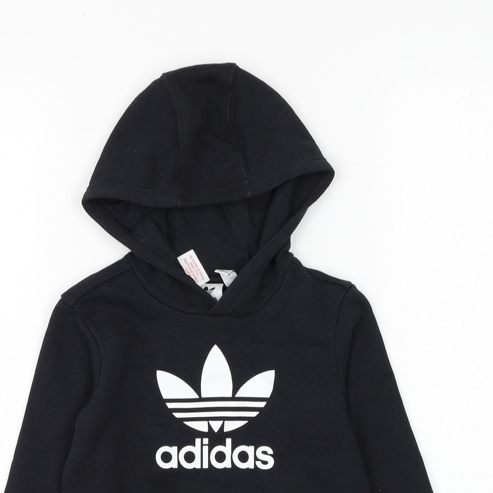 adidas Boys Black Cotton Pullover Hoodie Size 3-4 Years Pullover
