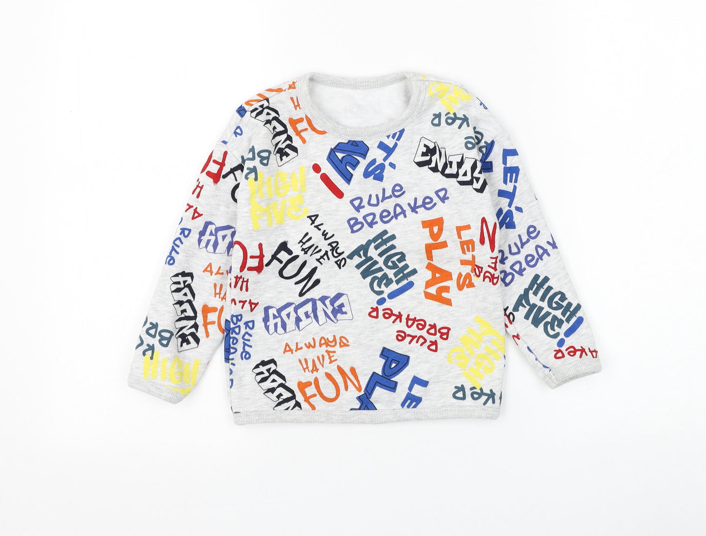 Dunnes Stores Boys Grey Geometric Cotton Pullover Sweatshirt Size 3-4 Years Pullover - Graffiti