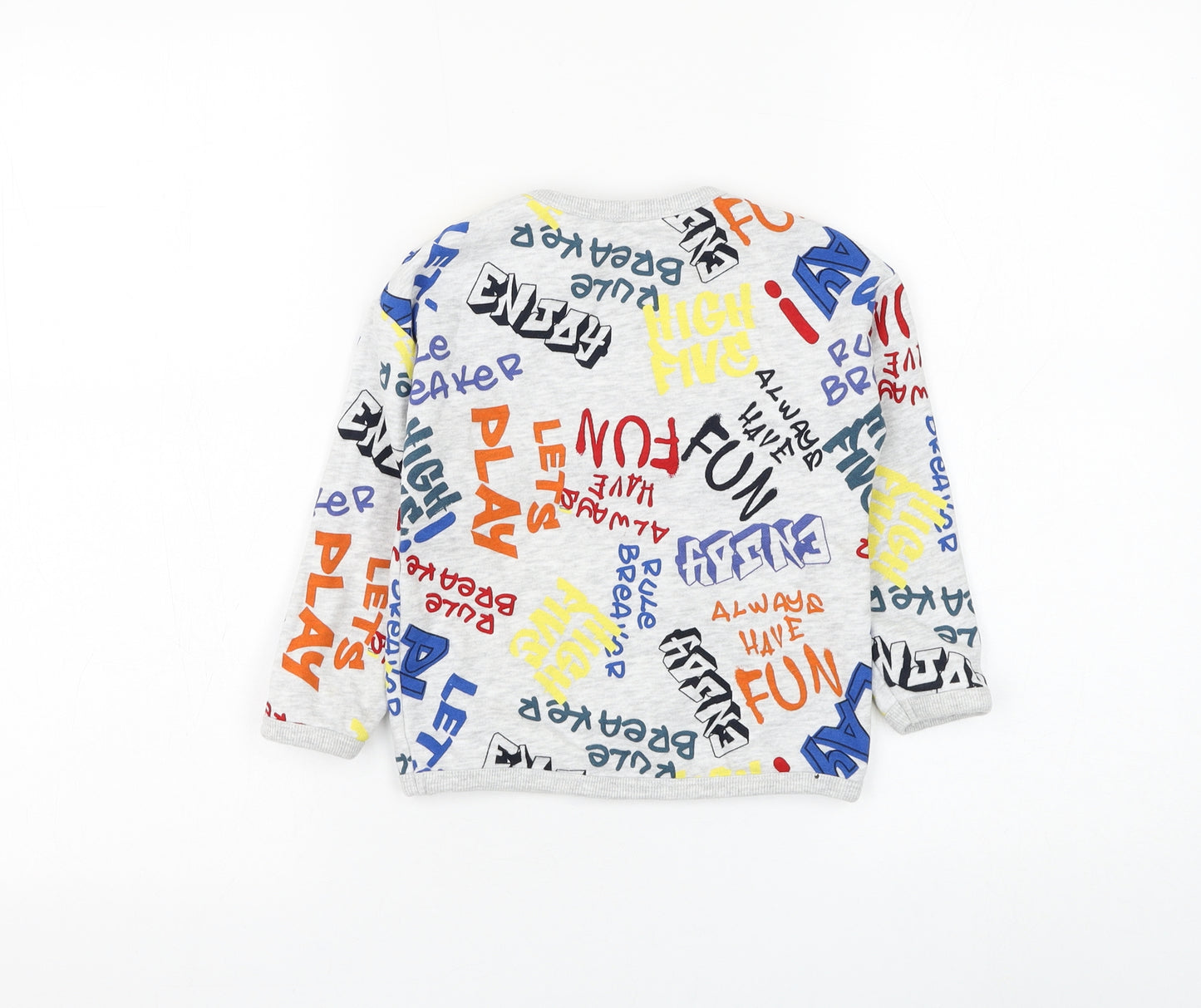 Dunnes Stores Boys Grey Geometric Cotton Pullover Sweatshirt Size 3-4 Years Pullover - Graffiti